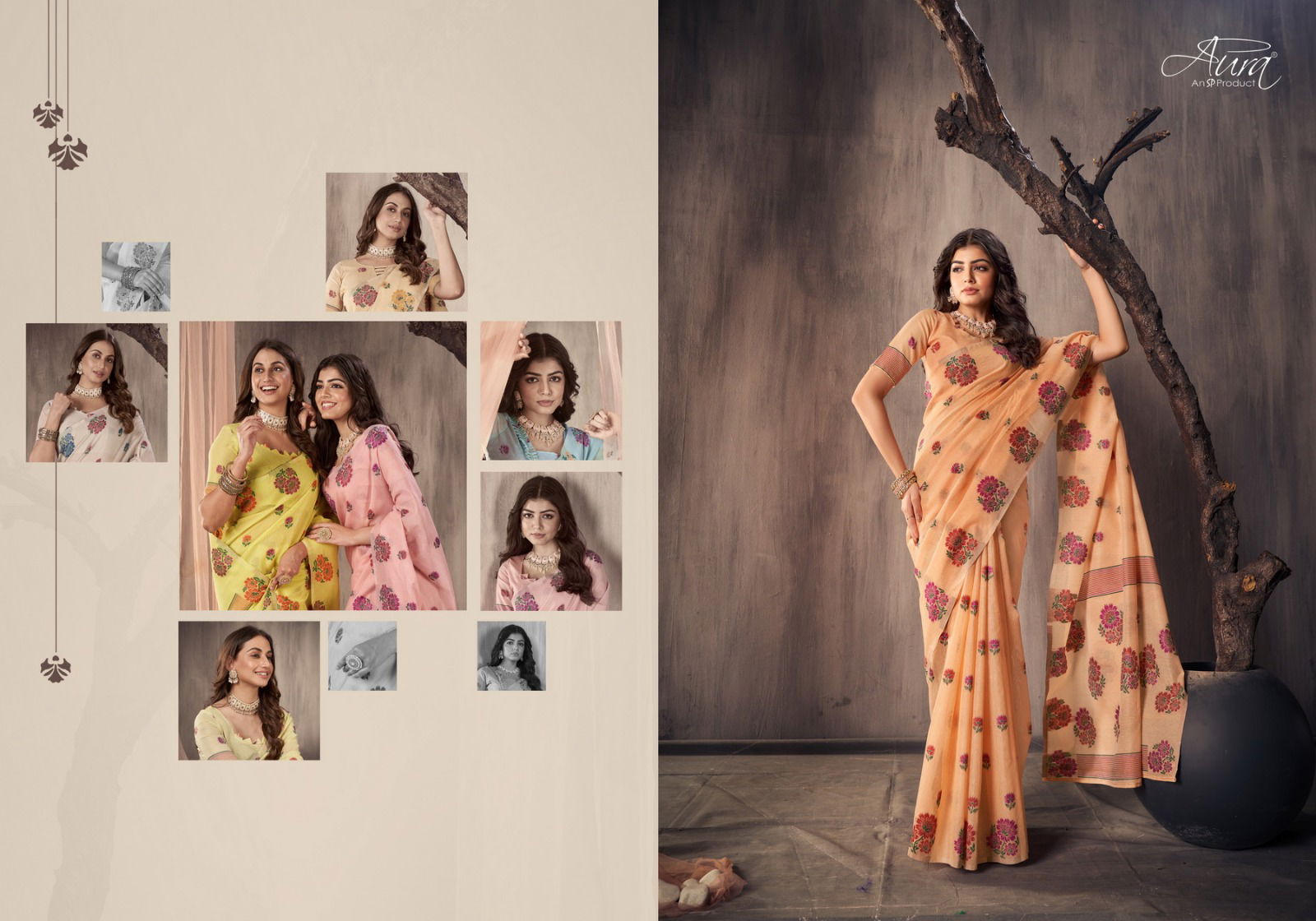 Ekta By Aura Soft Cotton Designer Saree Catalog